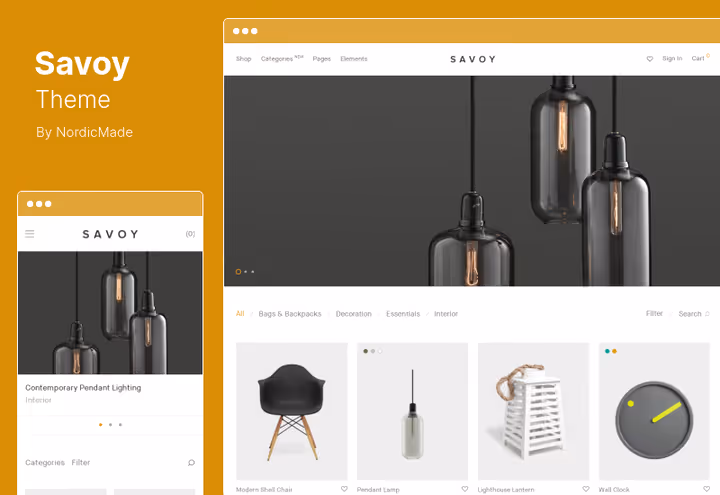 Minimalist store showcase on Savoy theme with product grid