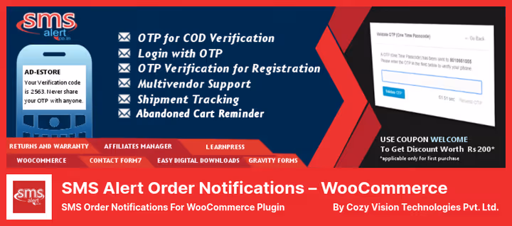Configuração de modelos de SMS no plugin SMS Alert para WooCommerce