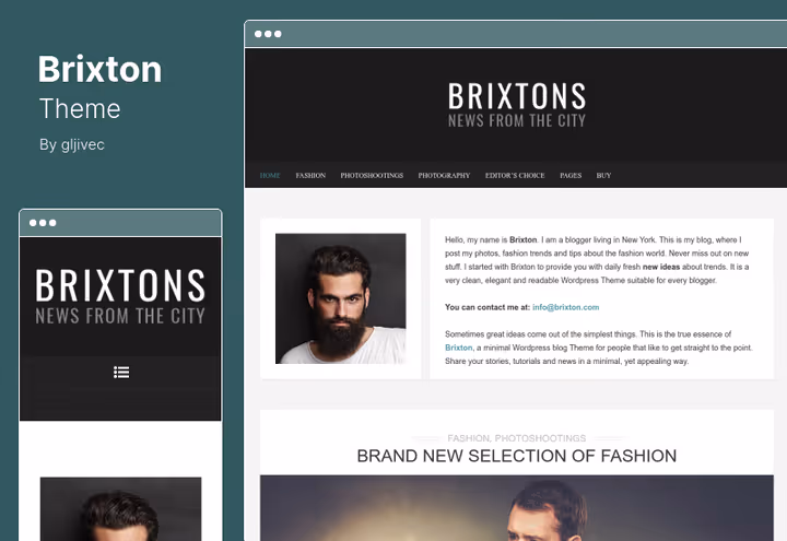 Тема Brixton, лайфстайл-блог з Revolution Slider та відео-віджетом
