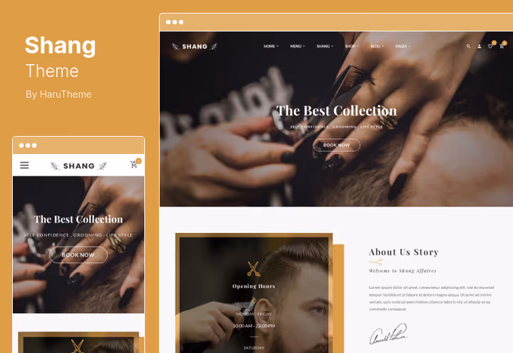 Тема Shang, WooCommerce сайт барбершопа