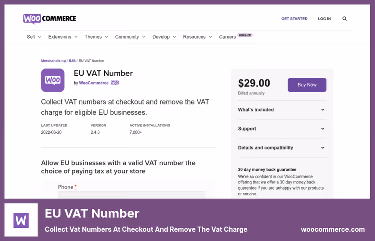 Поле ввода VAT номера на чекауте WooCommerce