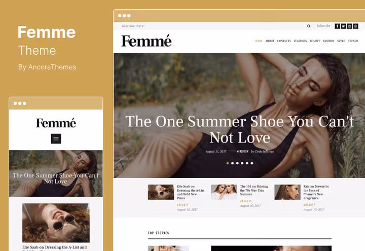 Femme theme for fashion and style online magazine