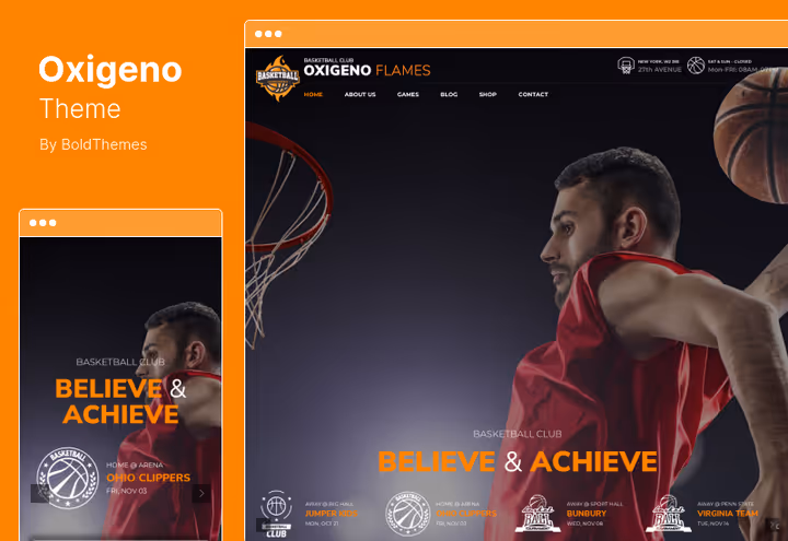 Oxigeno-tema, sportsside med Bold Builder