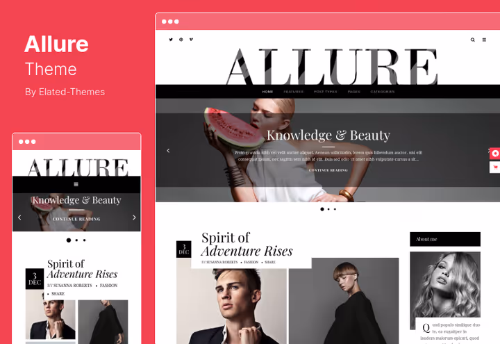 Allure teema, stiilne moeblogi kujundus