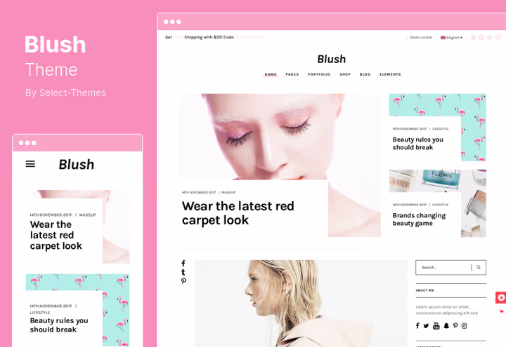 Blush teema, minimalistlik ilusalongi kujundus
