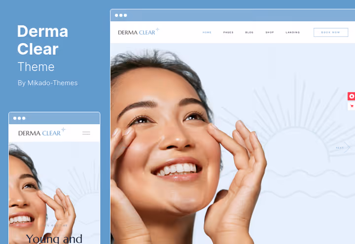 Derma Clear teema, kosmeetika- ja nahahooldussait