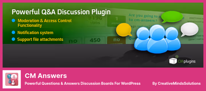 CM Answers plugin-grensesnitt med spørsmål-svar-struktur og avstemning