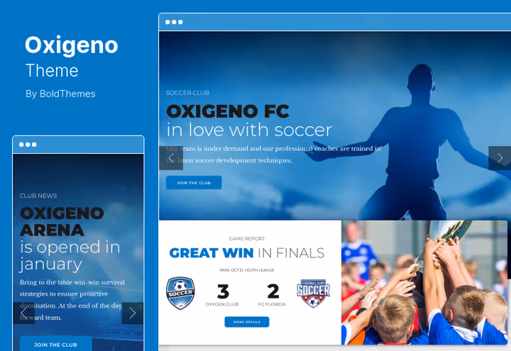 Oxigeno spordiklubi teema ekraanipilt kulukalkulaatoriga