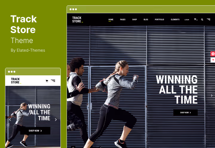 TrackStore spordipoe teema ekraanipilt tootekaardiga