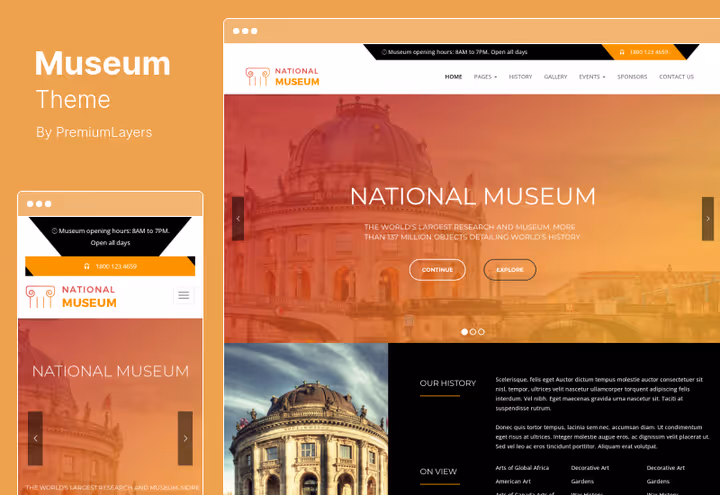 Тема Museum, головна сторінка міського музею