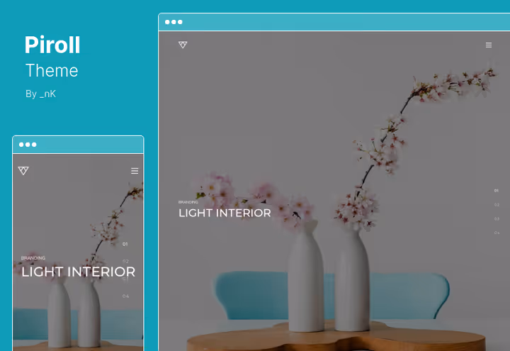 Piroll theme, WordPress portfolio with visual builder