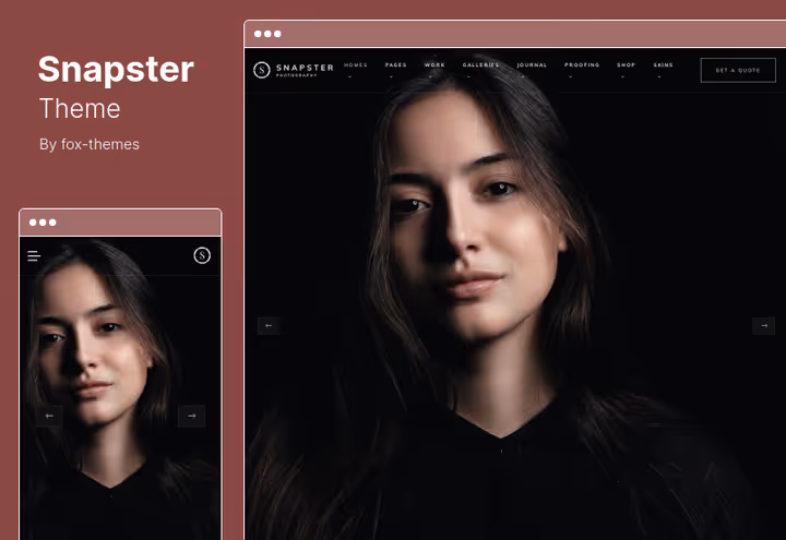 Snapster theme, WordPress photography with 18 ready templates