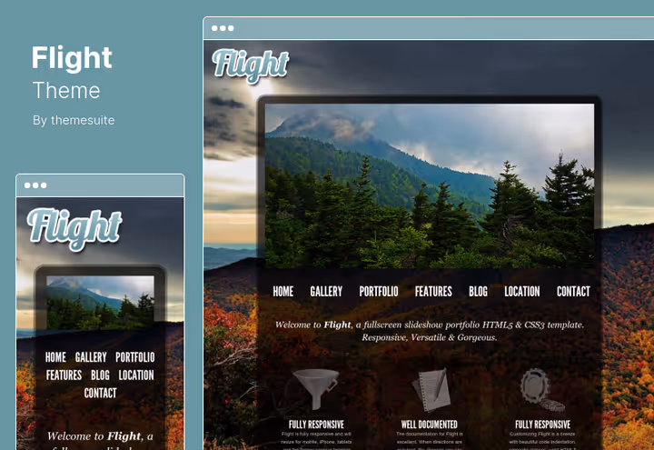 Flight theme, full-screen background slider with textures
