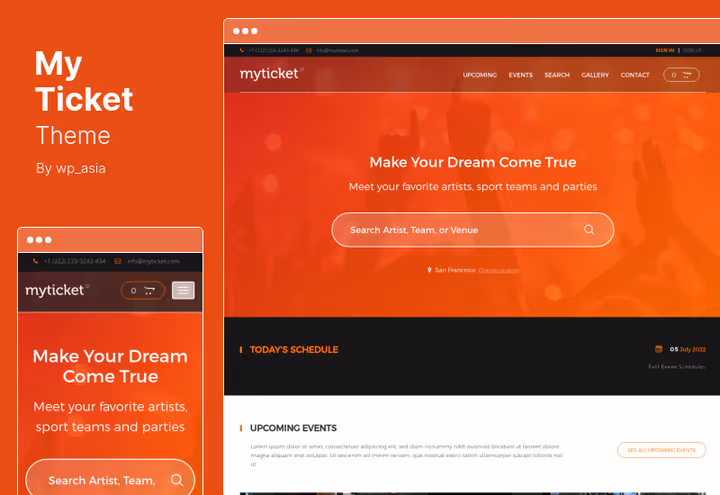 Ticket sales system with seat selection in the MyTicket theme