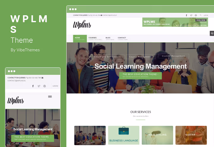 Student dashboard in the WPLMS theme with course progress