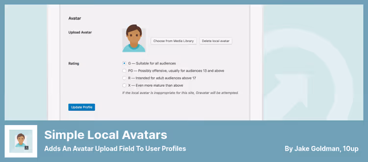 Campo de upload de avatar do plugin Simple Local Avatars no perfil de utilizador