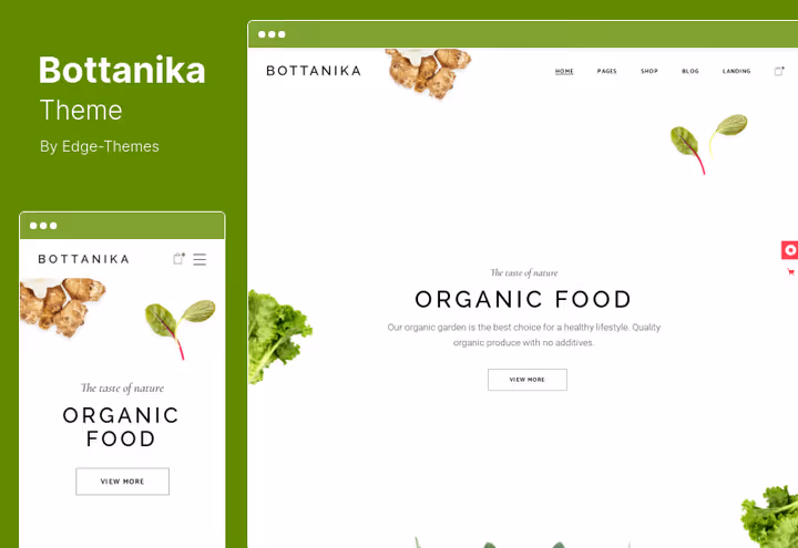 Tema Bottanika, loja de produtos biológicos em Elementor