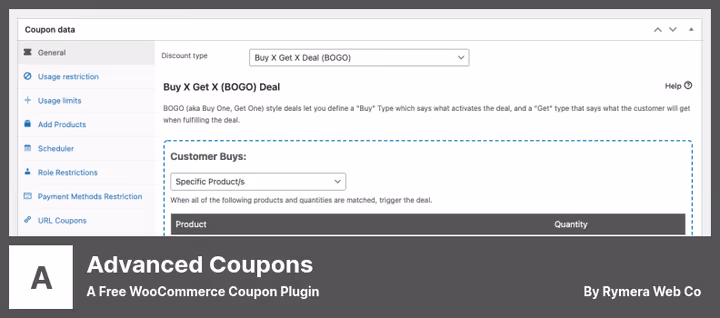 Advanced Coupons plugin interface for WooCommerce