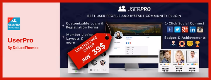UserPro kasutajaprofiili esiosa sotsiaalse sisselogimisega