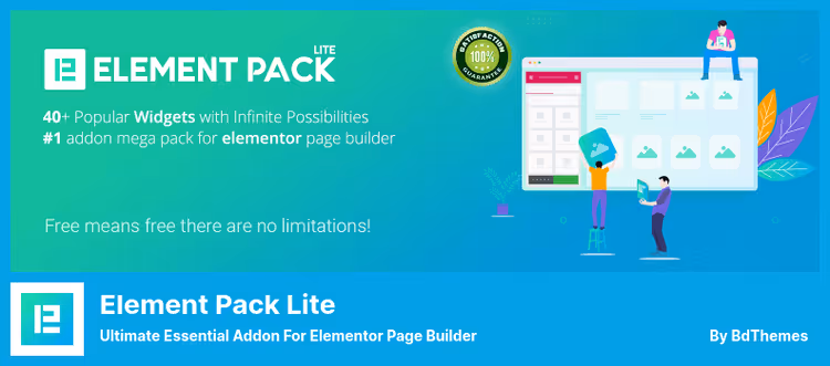 Element Pack widget panel for Elementor with parallax elements