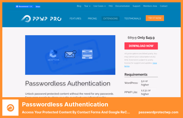 Setting up access via contact form in Passwordless Authentication