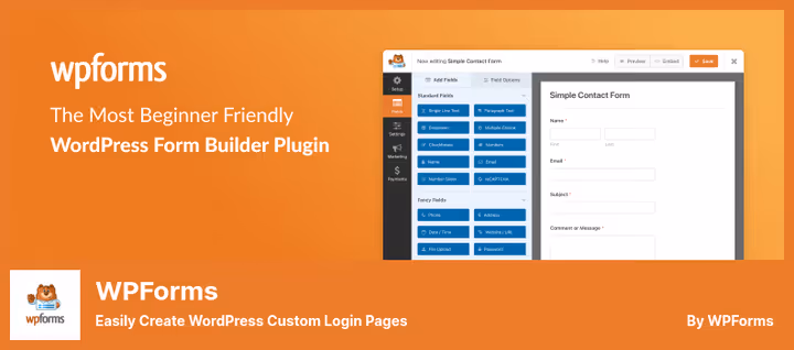 WPForms custom login form builder with drag-and-drop
