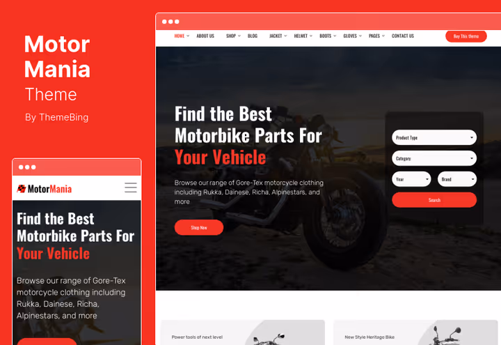 MotorMania motorcycle parts shop theme