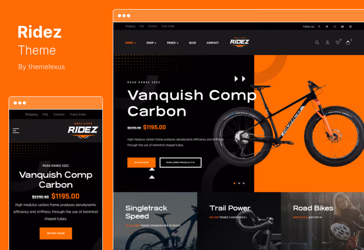 Ridez bike shop and garage theme