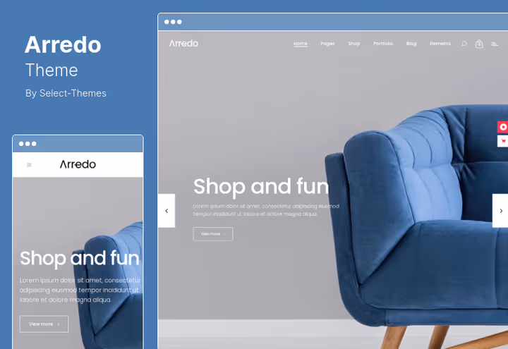 Página de produto do tema Arredo com acordeão de descrição