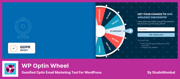 WP Optin Wheel fortune wheel, gamified email collection