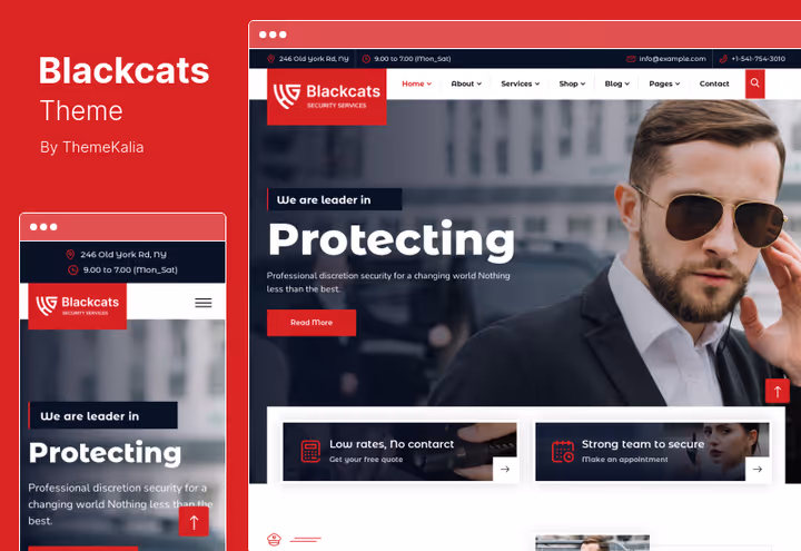 Тема Blackcats, сайт компании видеонаблюдения и охраны