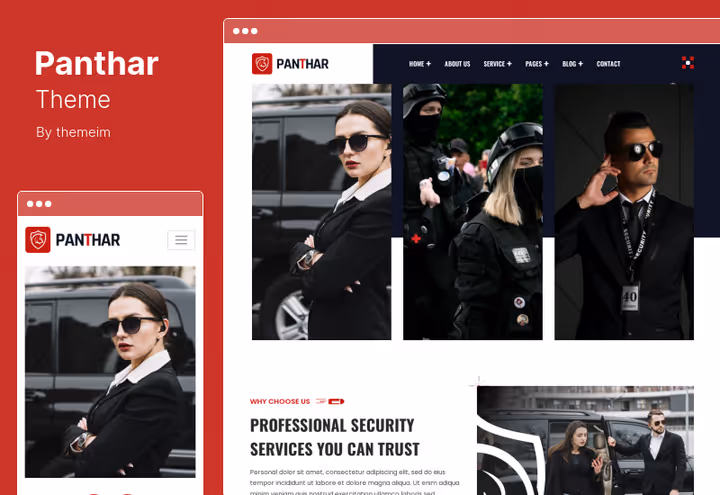 Шаблон главной страницы темы Panthar для охранного агентства