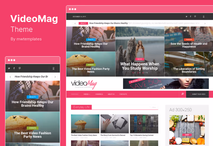 Тема VideoMag, відеоблог з нативною WordPress-версткою