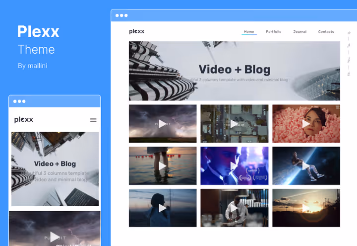 Тема Plexx, портфоліо та відеогалерея для студій