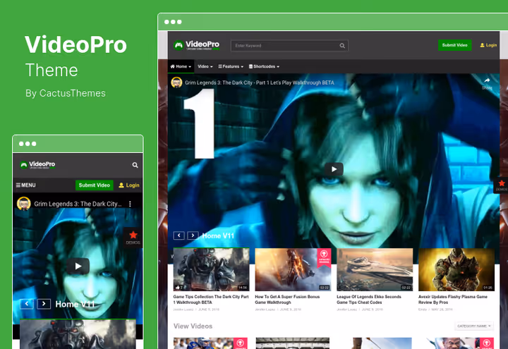 Тема VideoPro, універсальна відеотема з floating-плеєром