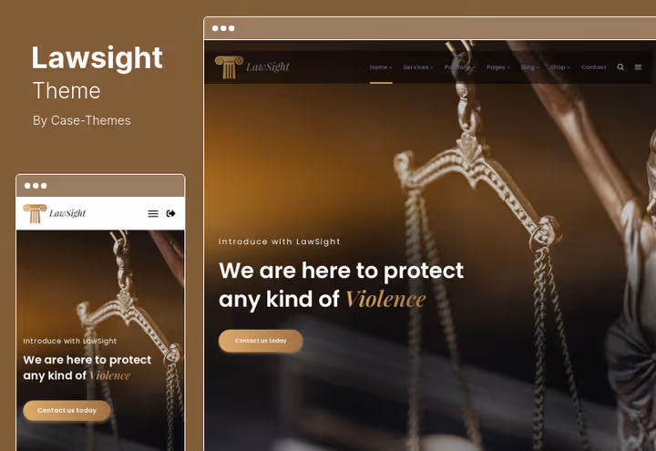 Тема Lawsight, сучасний дизайн сайту юрфірми з відеофоном