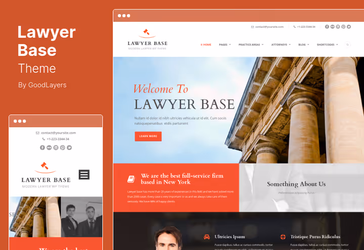Тема Lawyer Base, мінімалістичний сайт юрфірми з мегаменю