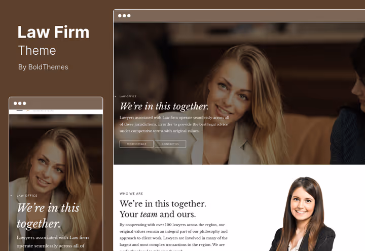 Тема Law Firm, динамічний сайт адвокатської контори з липким хедером