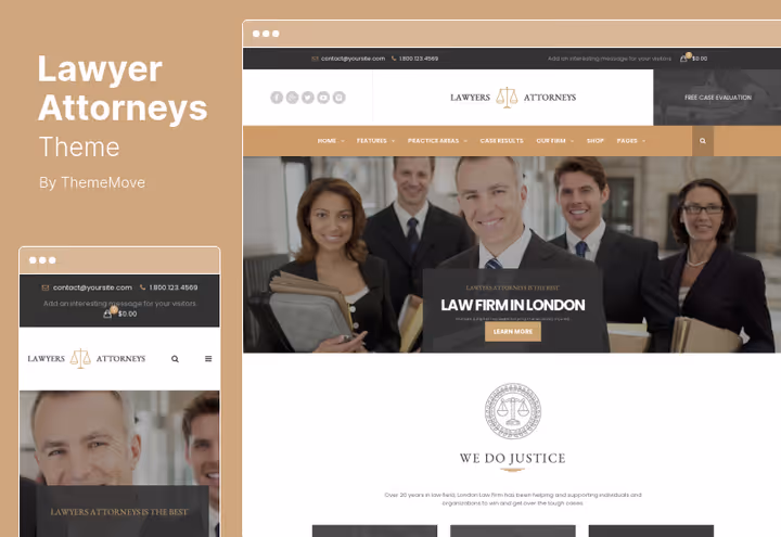 Тема Lawyer Attorneys, сайт юридичної контори з шістьма демо-шаблонами