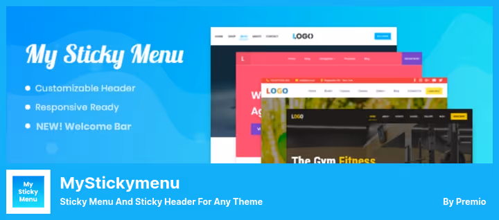 Дашборд керування sticky-меню та welcome-баром My Sticky Bar