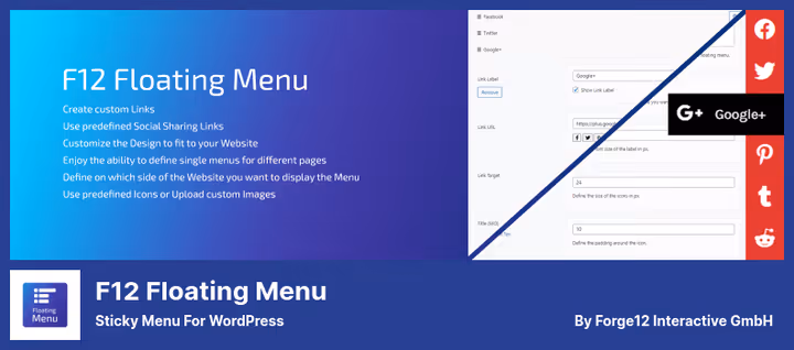 Меню налаштування плавучих панелей F12 Floating Menu