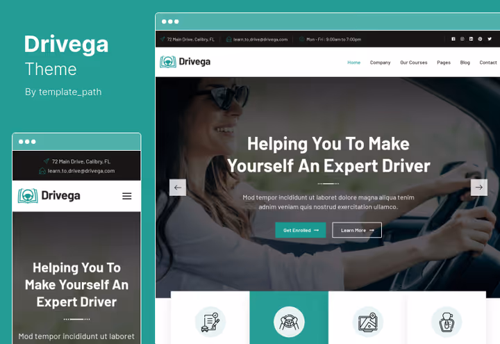 Тема Drivega, Elementor, retina і WPML для сайту автошколи