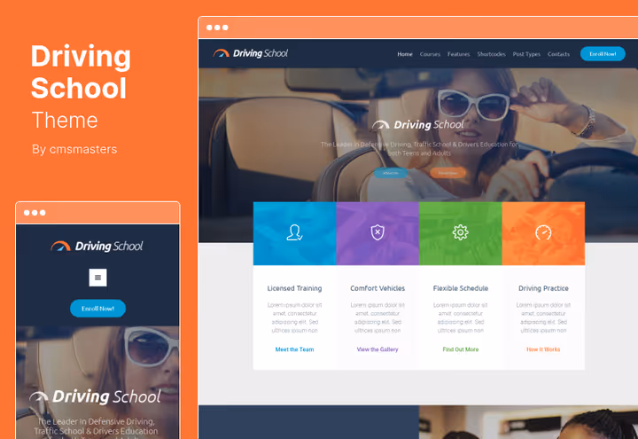 Тема Driving School HTML5, кастомна адмін-панель для автошколи