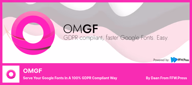 Painel de controlo do plugin OMGF com fontes locais