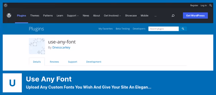 Formulário de carregamento de fontes não padronizadas no plugin Use Any Font