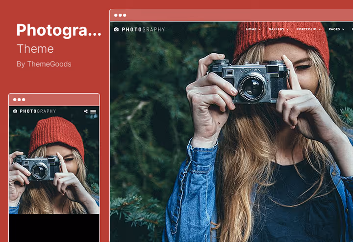 Tema de fotografia, página inicial com galeria de fotos