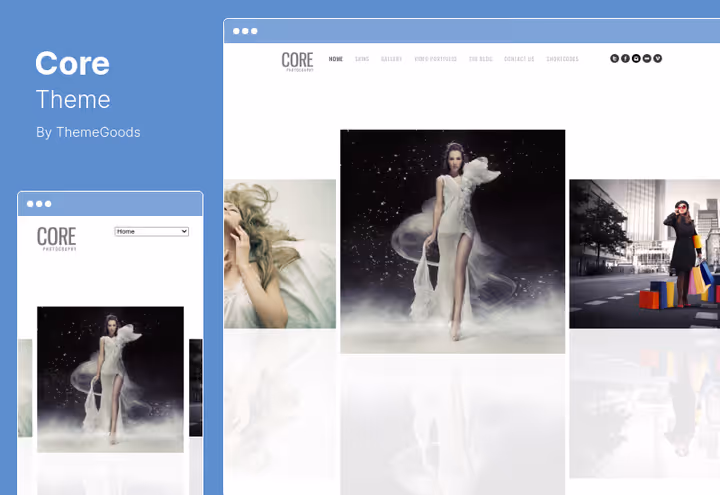 Tema Minimalist Core, portefólio de fotógrafo