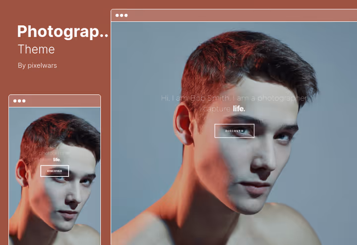 Tema Photographer, portefólio minimalista elegante para marca pessoal