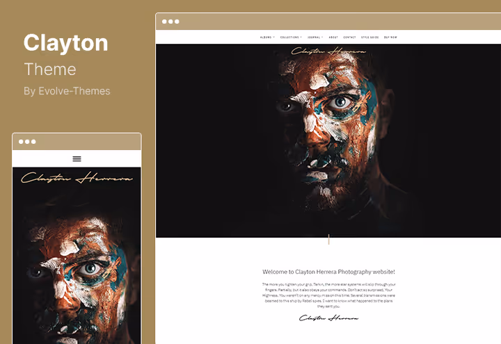 Tema Clayton, portefólio de fotografia de casamento com assistente de configuração