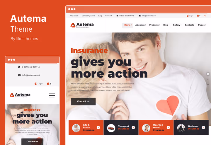 Лендінг теми Autema з паралакс-ефектами для фінансових послуг